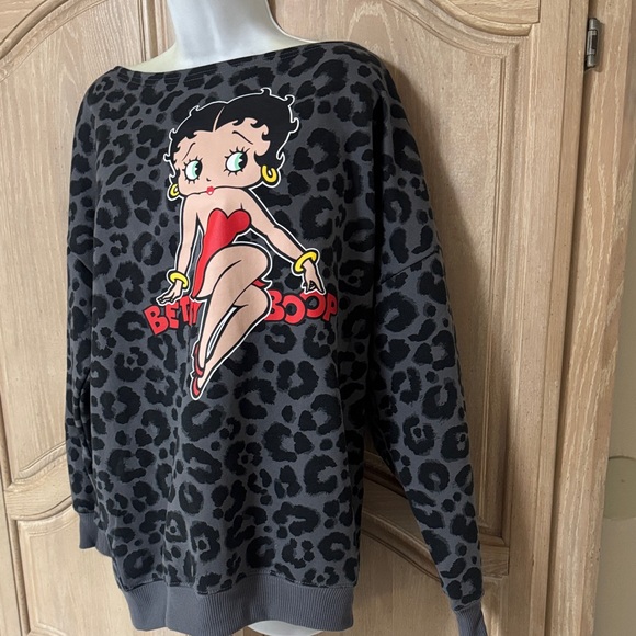 New Betty Boop Leopard Print Sweatshirt - Picture 12 of 15